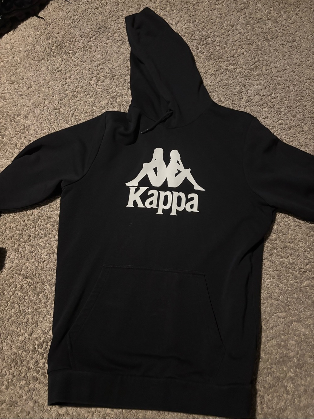 Kappa Men's Black Hoodie with White Logo
